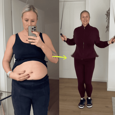 Weibliche Vorher-Nachher Transformation mit Springseil